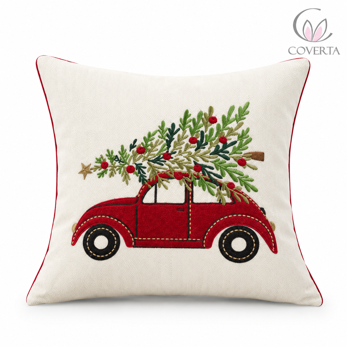 Sarung Bantal Natal Bordir Premium - Hiasan Sofa & Kursi Dekorasi Christmas 45x45cm