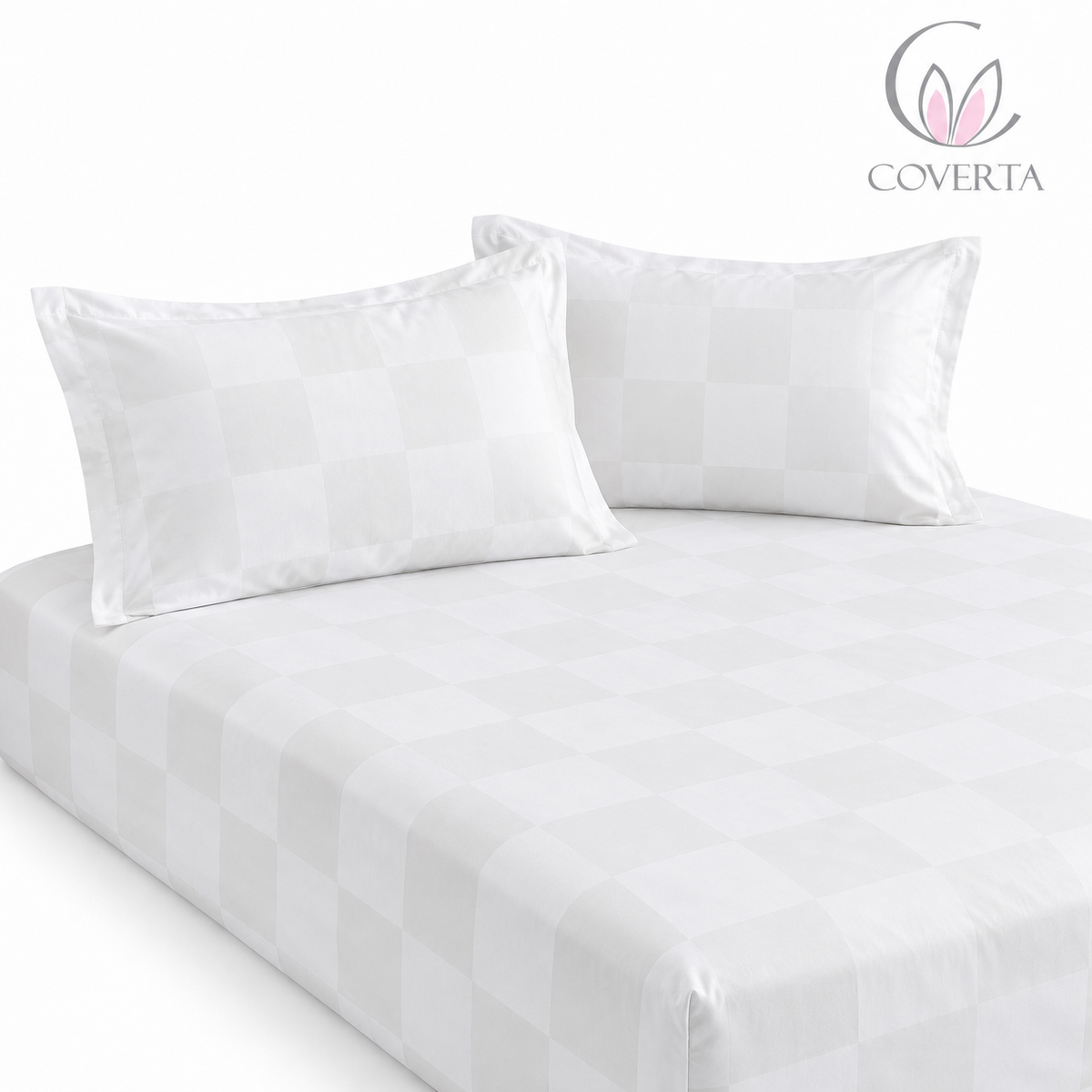 Sprei Hotel Katun Dobby 300TC | Seprei Premium Putih Salur 160/180/200x200x40cm
