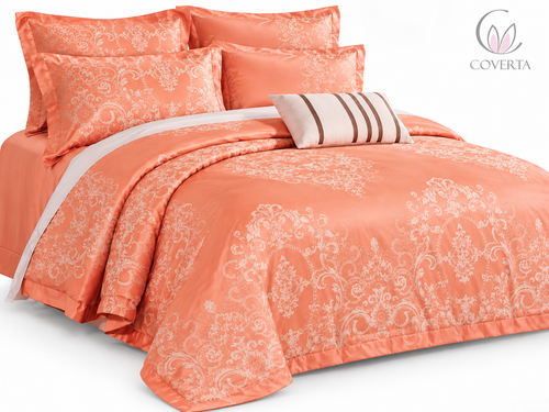 Bedcover Pengantin Baru Silk Sutera Warna Merah