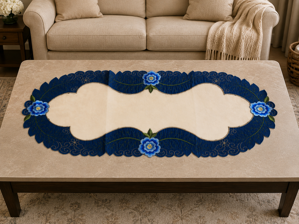 Taplak Meja Tamu Bordir 40x85cm (Kode B - FT1601 Oval)
