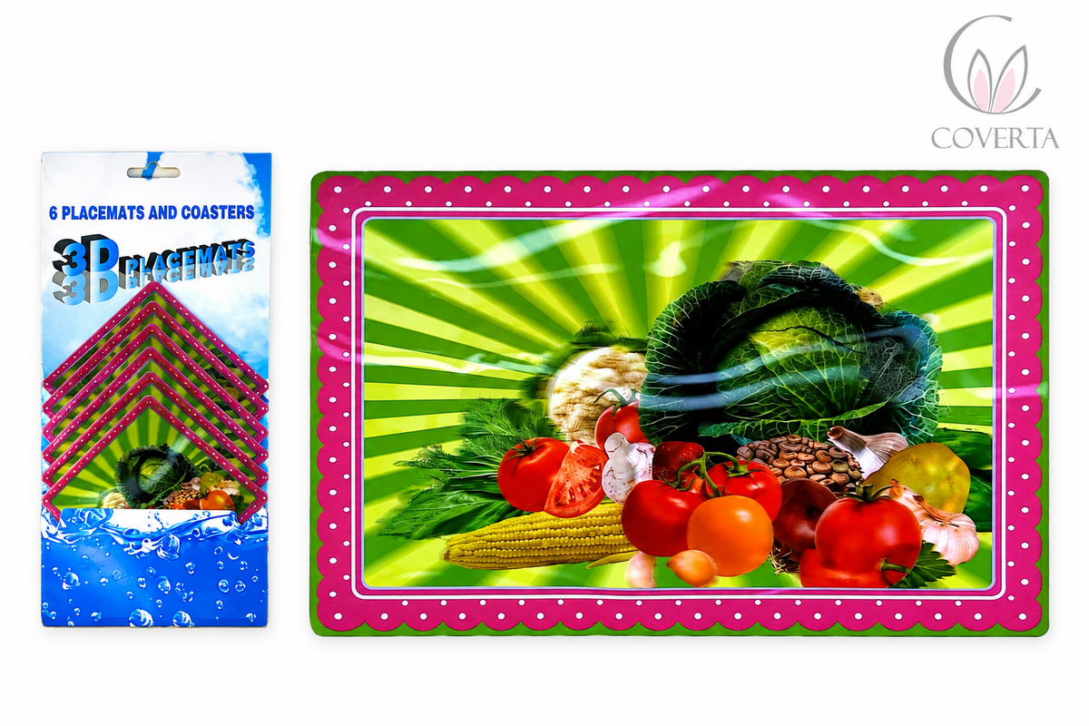 Tatakan Piring dan Tatakan Gelas Motif 3D Placemats dan Coasters