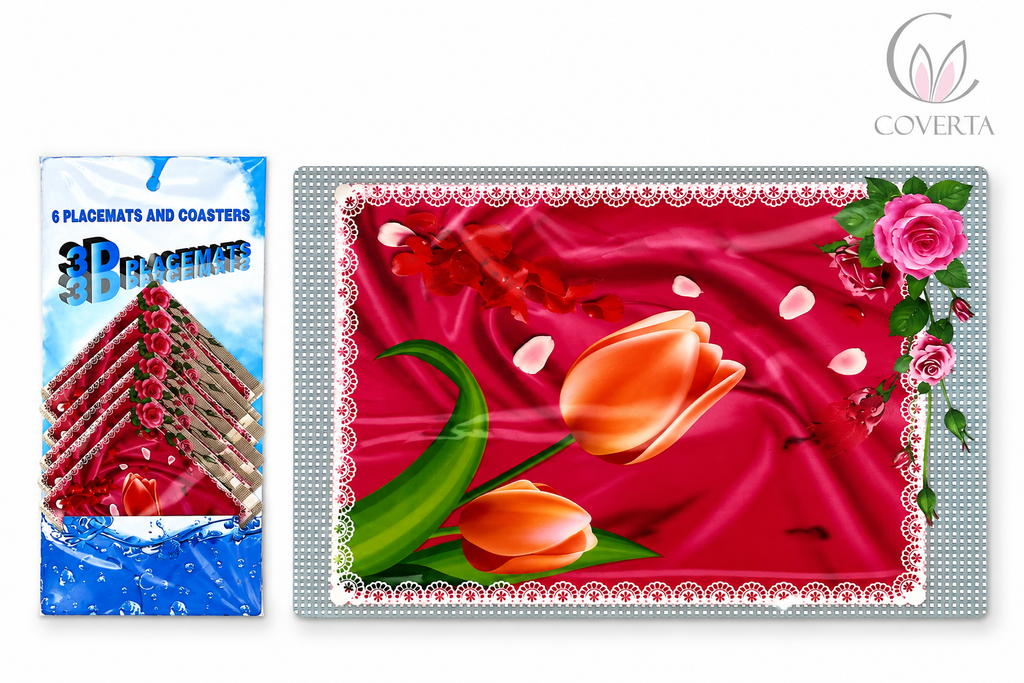 Tatakan Piring dan Tatakan Gelas Motif 3D Placemats dan Coasters
