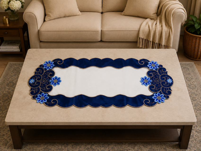 Taplak Meja Tamu Bordir 40x85cm (Kode B - FT1610 Oval)