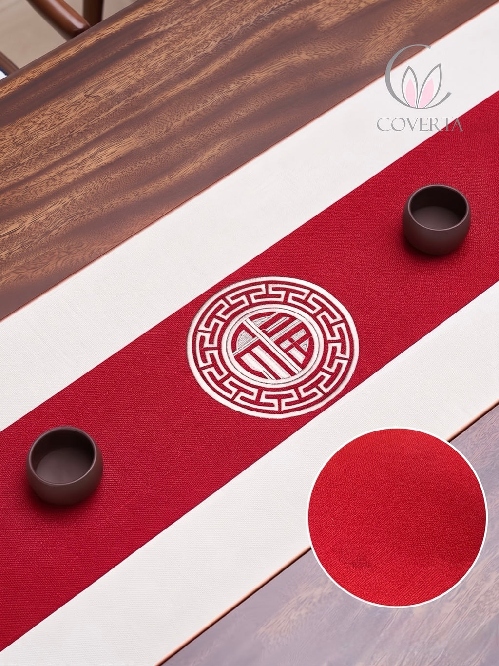 Table Runner Zen Coverta | Taplak Meja Makan Panjang Dekorasi Imlek