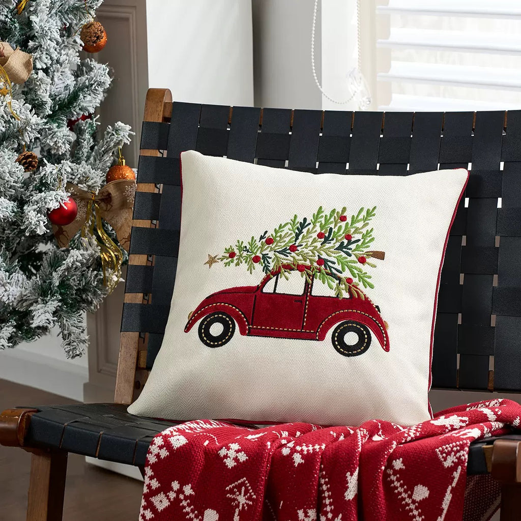 Sarung Bantal Natal Bordir Premium - Hiasan Sofa & Kursi Dekorasi Christmas 45x45cm