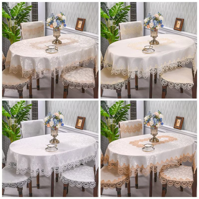 Taplak Meja Makan Bordir Oval 6-8 kursi