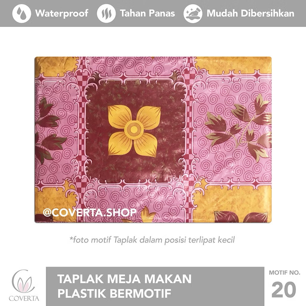 Taplak Meja Makan Plastik Anti Air Motif Bentuk Kotak / Segi