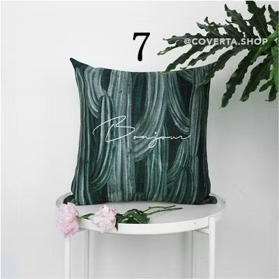 Sarung Bantal Sofa Hijau - Monstera 45x45cm
