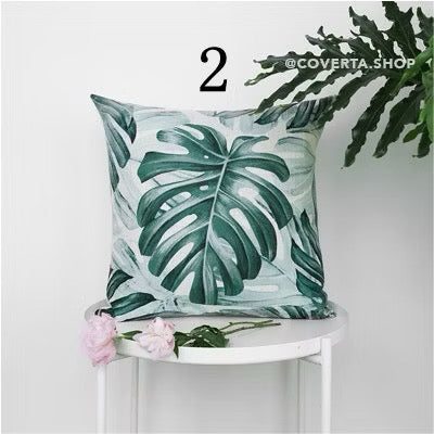 Sarung Bantal Sofa Hijau - Monstera 45x45cm