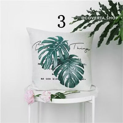 Sarung Bantal Sofa Hijau - Monstera 45x45cm