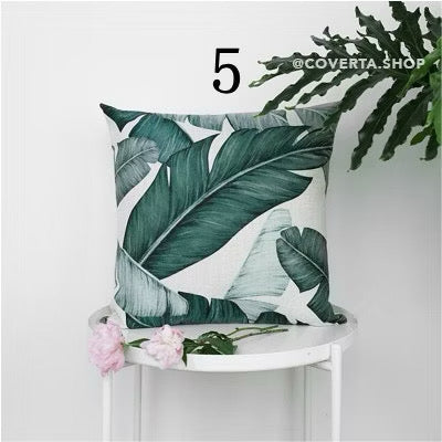 Sarung Bantal Sofa Hijau - Monstera 45x45cm