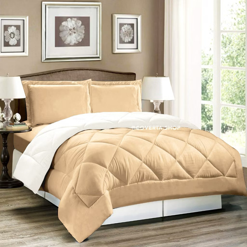 Bed Cover Set Polos Hotel - Kombinasi Warna - 160/180/200x200x30cm
