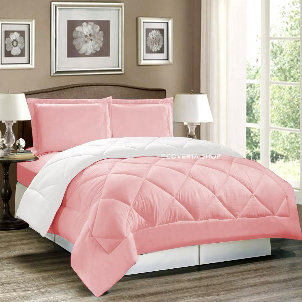 Bed Cover Set Polos Hotel - Kombinasi Warna - 160/180/200x200x30cm