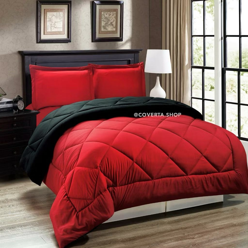 Bed Cover Set Polos Hotel - Kombinasi Warna - 160/180/200x200x30cm