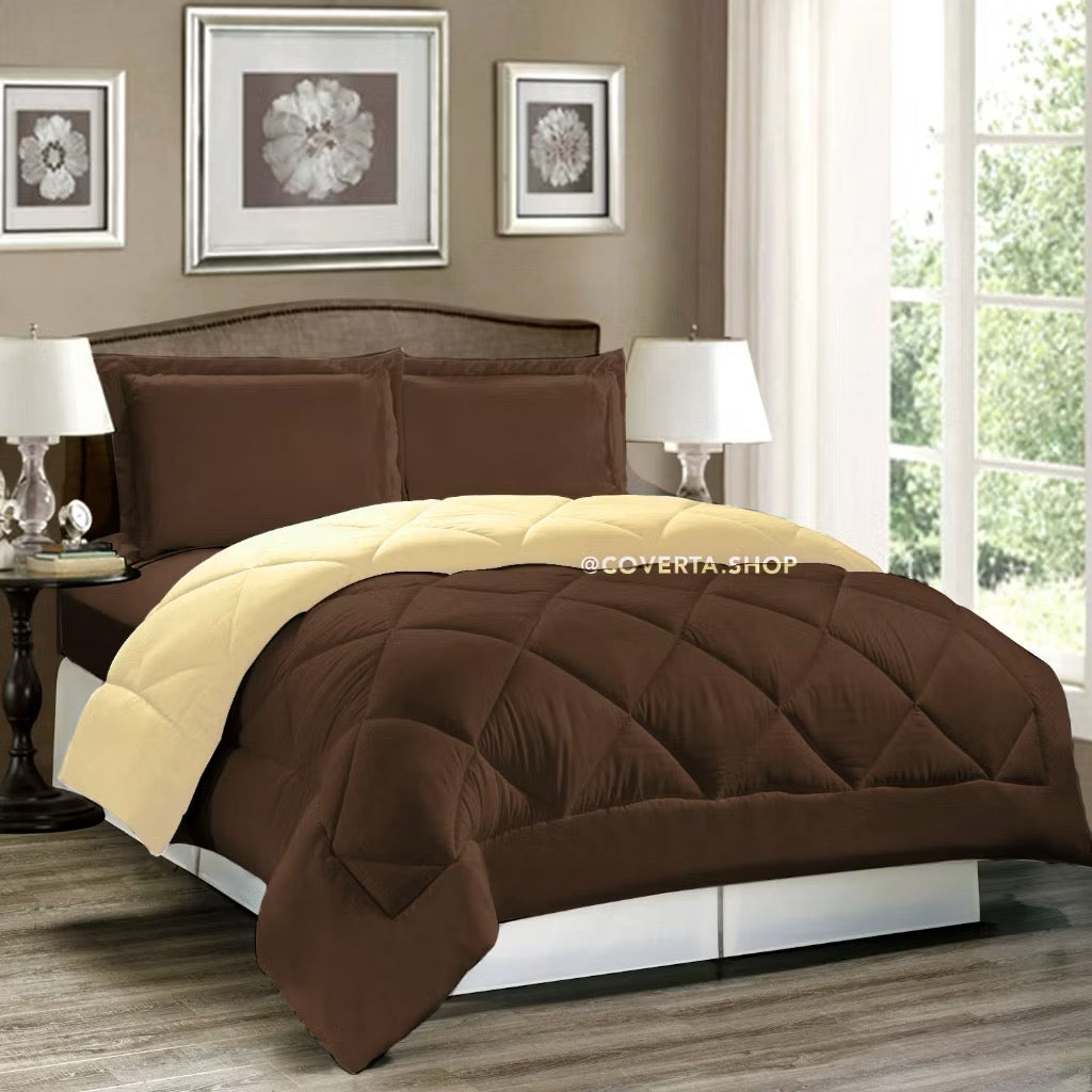 Bed Cover Set Polos Hotel - Kombinasi Warna - 160/180/200x200x30cm