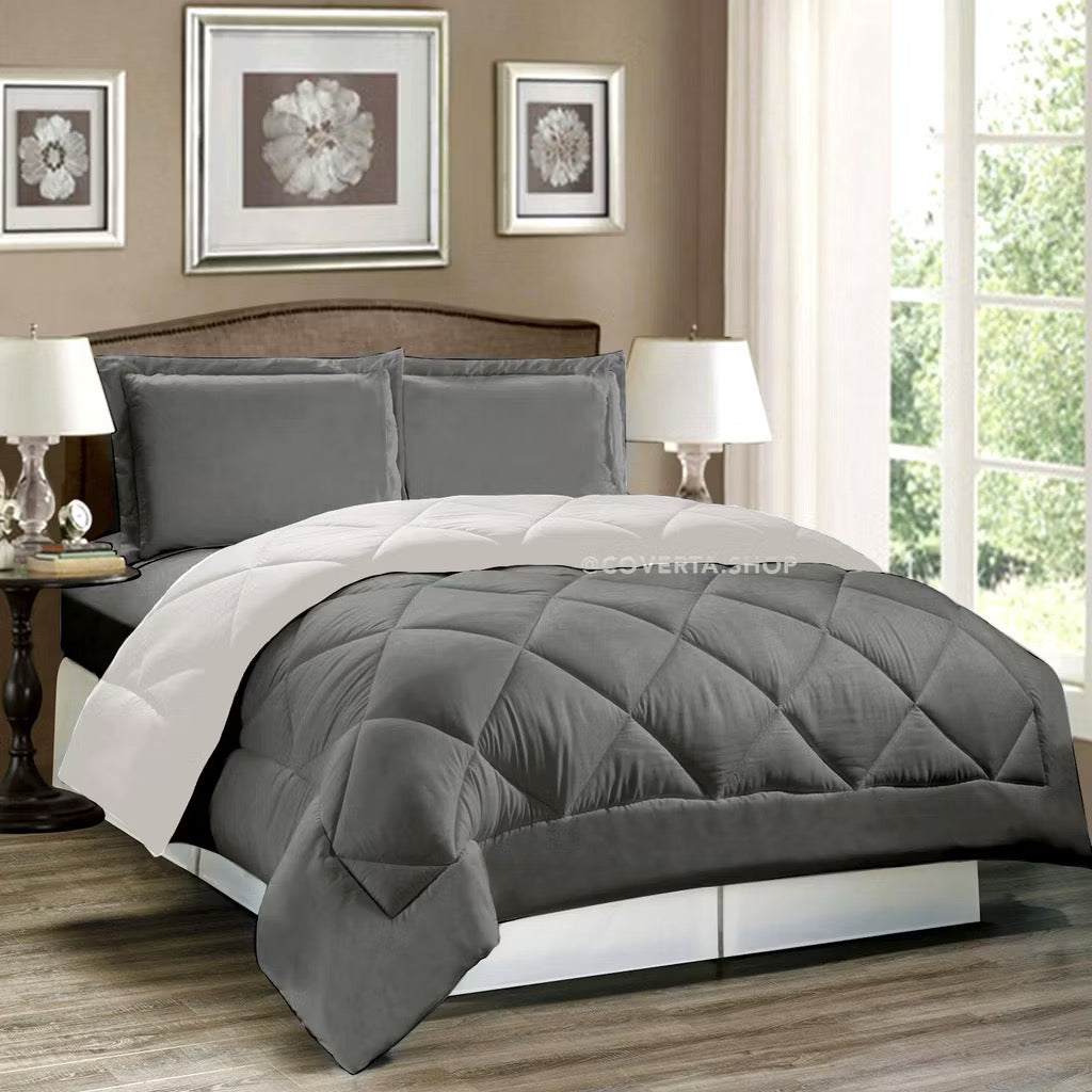 Bed Cover Set Polos Hotel - Kombinasi Warna - 160/180/200x200x30cm