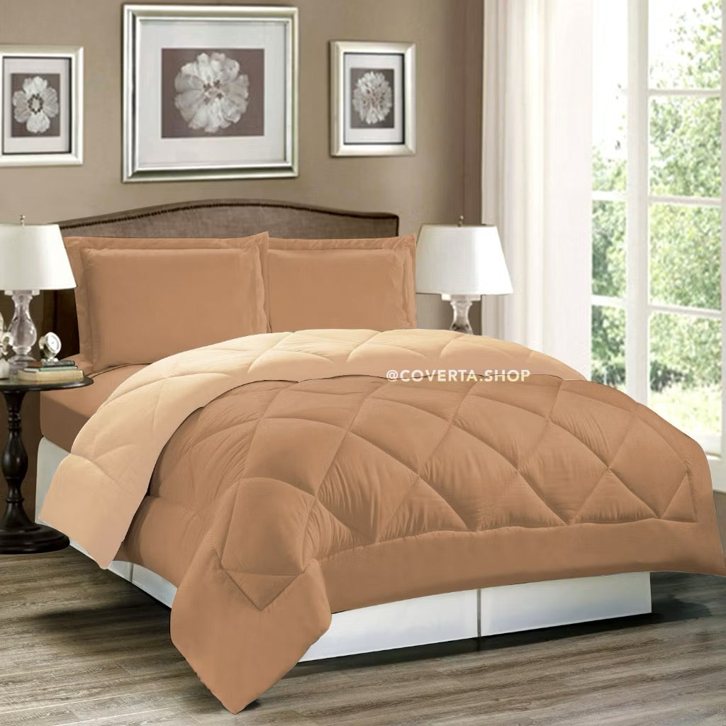 Bed Cover Set Polos Hotel - Kombinasi Warna - 160/180/200x200x30cm