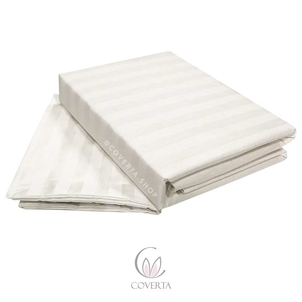 Sprei Hotel Katun Polos Broken White Salur | Seprai Kasur Minimalis 90/100/120x200x40cm