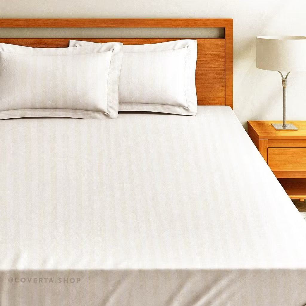 Sprei Hotel Katun Polos Broken White Salur | Seprai Kasur Minimalis 160/180/200x200x40cm