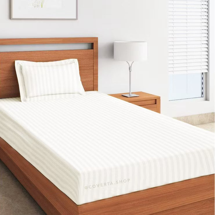 Sprei Hotel Katun Polos Broken White Salur | Seprai Kasur Minimalis 90/100/120x200x40cm