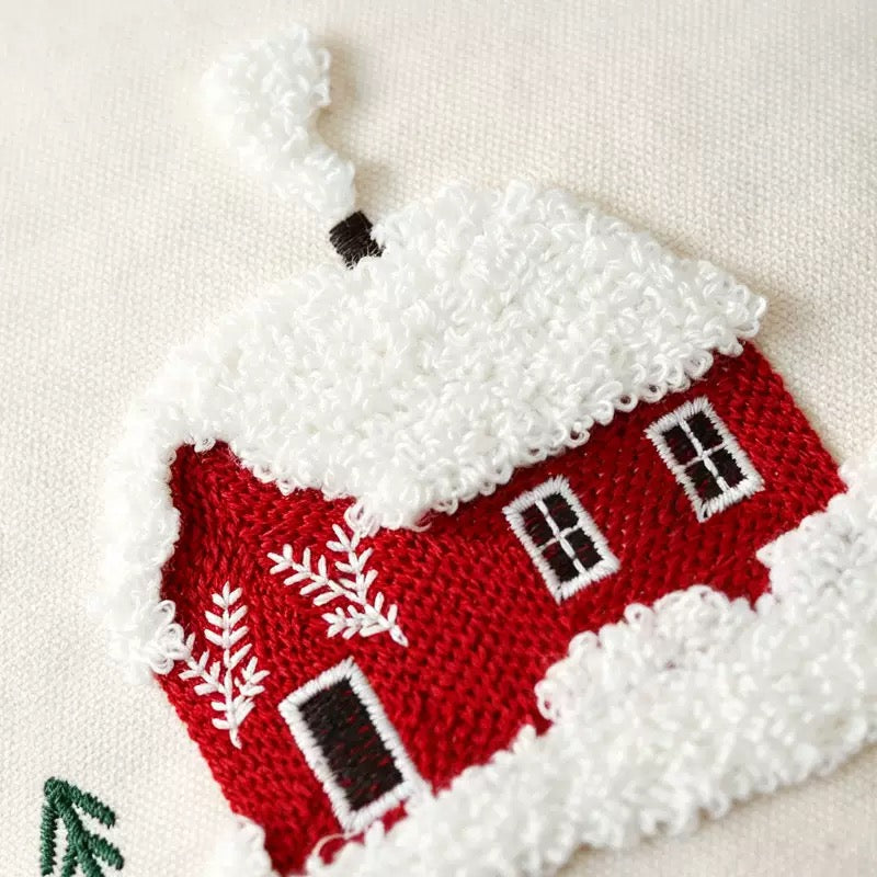Sarung Bantal Natal Bordir Premium - Hiasan Sofa & Kursi Dekorasi Christmas 45x45cm