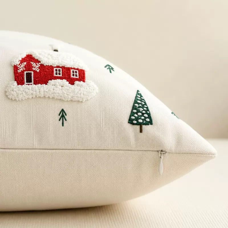 Sarung Bantal Natal Bordir Premium - Hiasan Sofa & Kursi Dekorasi Christmas 45x45cm