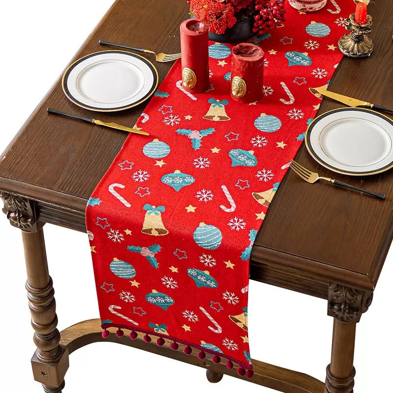 Table Runner Natal | Taplak Meja Panjang Hiasan Meja Christmas Santa Pohon Natal