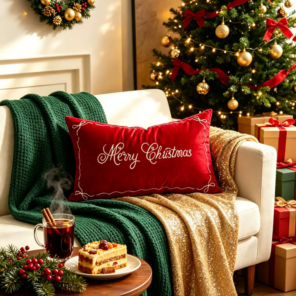 Sarung Bantal Natal 30x50cm Merry Christmas | Cushion Cover Sofa Dekorasi Natal