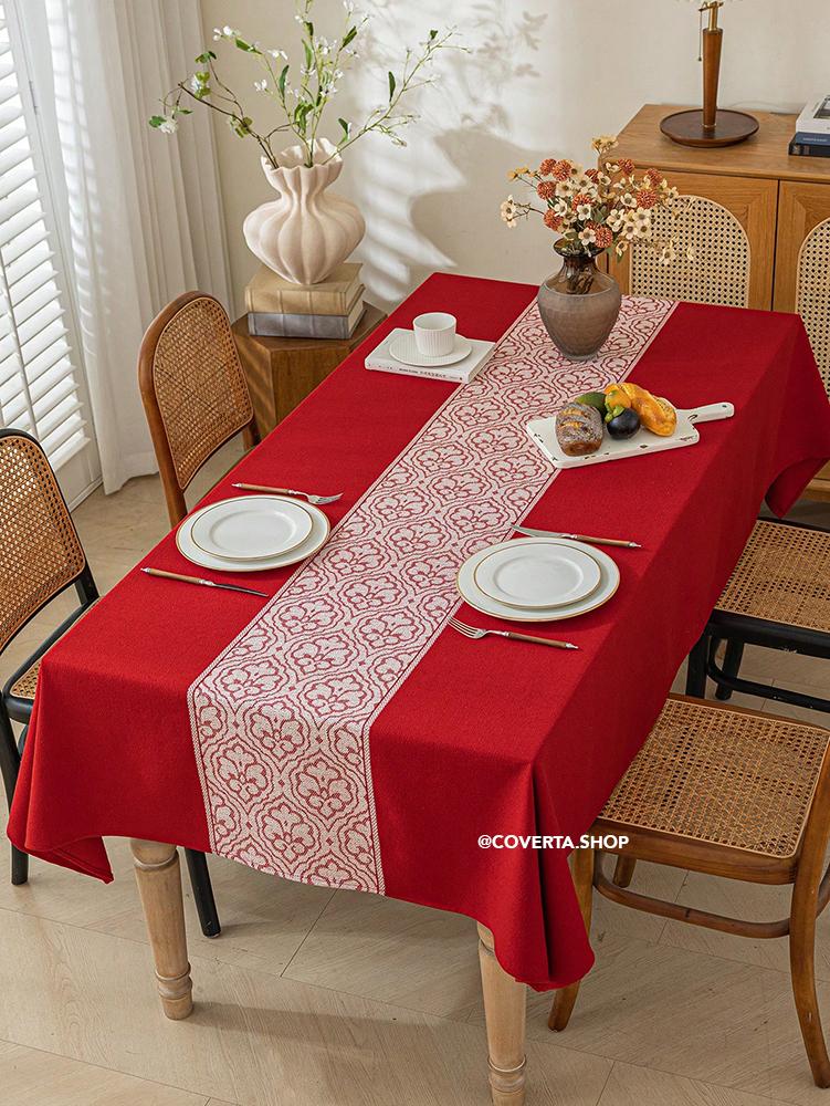 Taplak Meja Makan Raya - Taplak Meja Makan Linen Estetik Motif Raya | Alas Meja Makan Minimalis