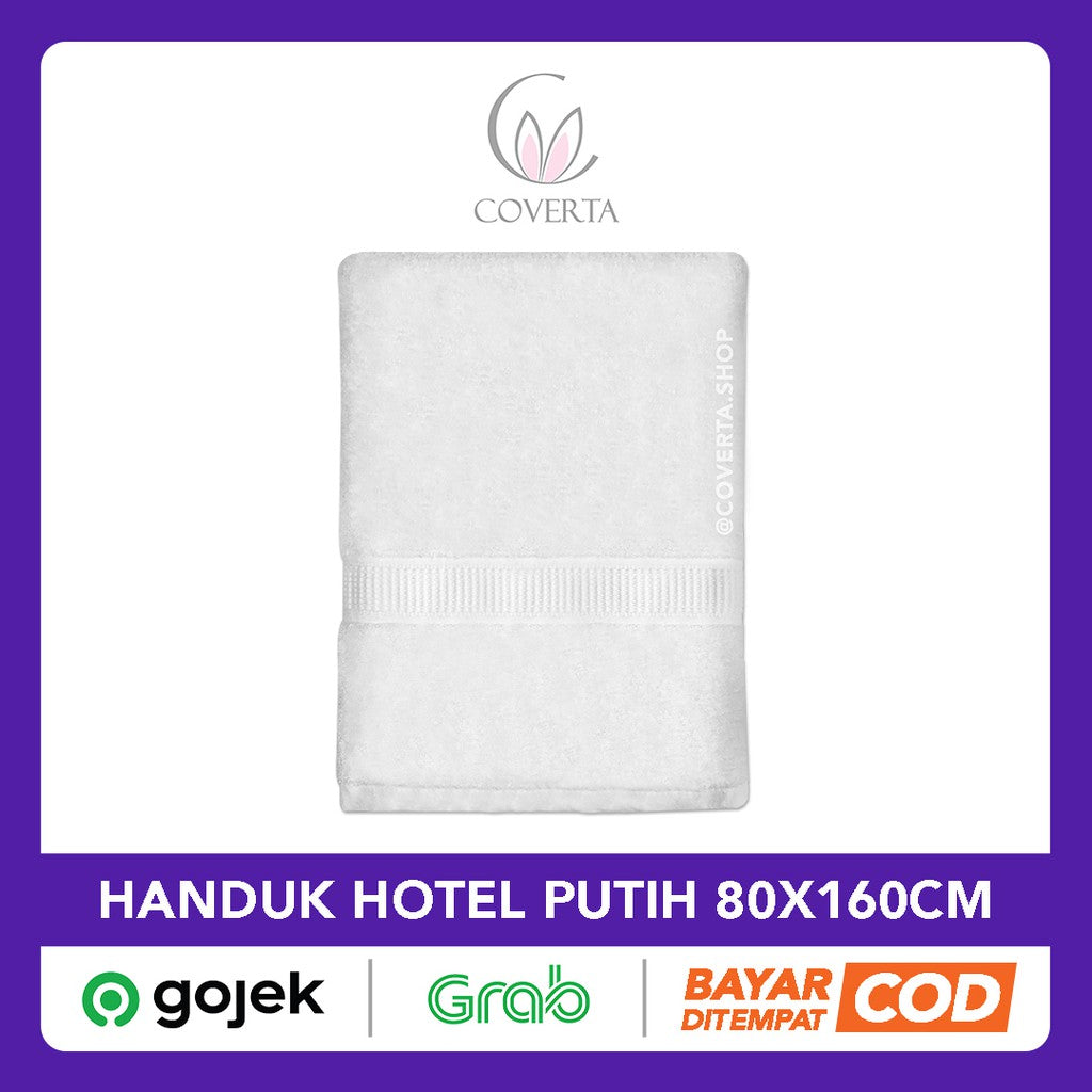 Handuk Mandi Dewasa Jumbo | Handuk Hotel 80x160cm Grade A Putih Polos
