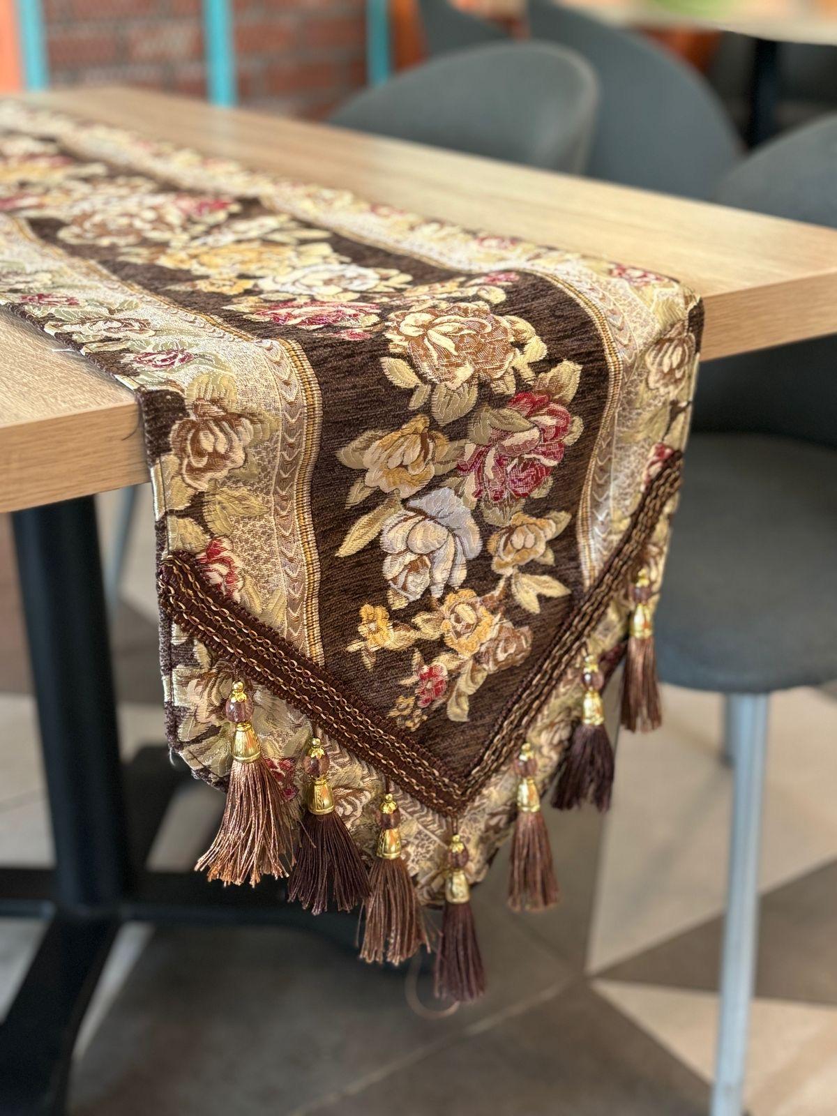 Table Runner Elegan Belgian Floral - Taplak Meja Panjang Premium Untuk Ruang Makan dan Ruang Tamu