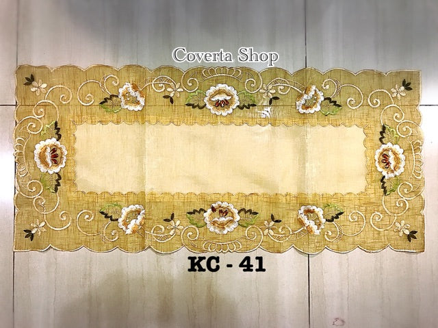 Taplak Meja Tamu Kaca Bordir 40x90cm