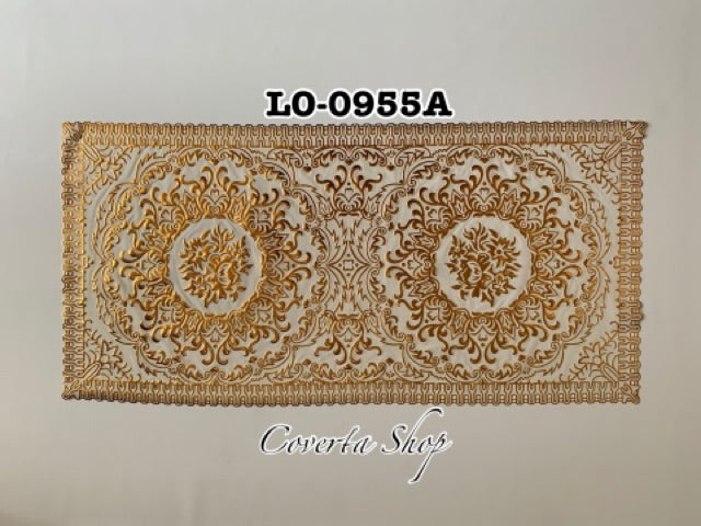 Taplak Meja Tamu Segi Panjang Plastik Gold 40x85cm
