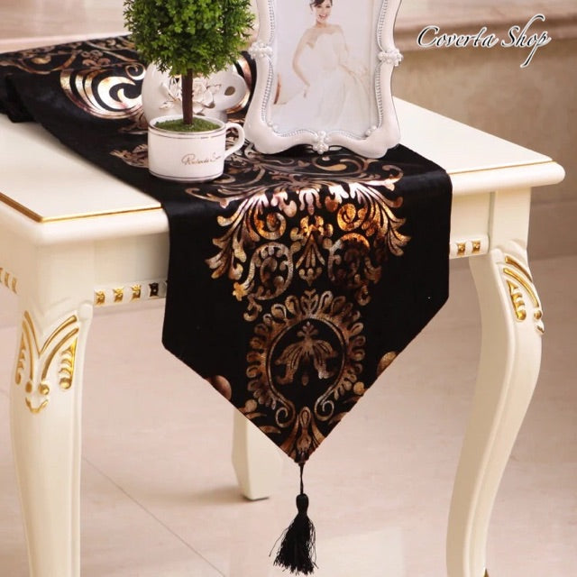Table Runner / Bed Runner - Taplak Panjang - Luxury - Black 33x250cm