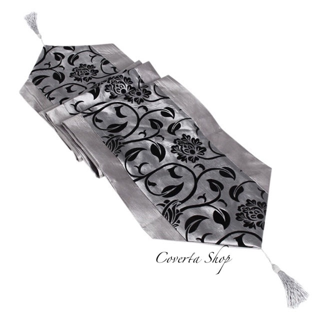 Table Runner - Taplak Meja Panjang - Satin - Grey - 30x200cm