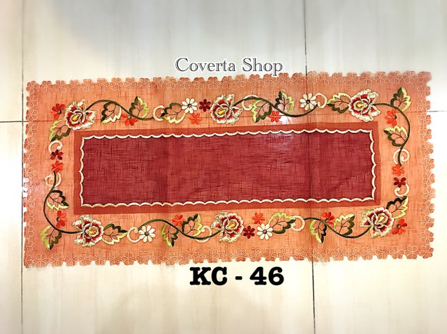 Taplak Meja Tamu Kaca Bordir 40x90cm