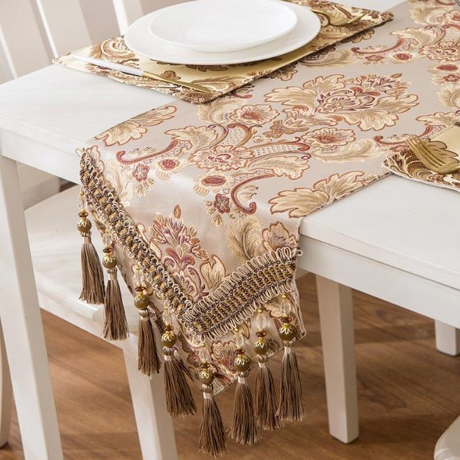 Table Runner Belgia Turki Premium | Alas Meja Tamu | Taplak Meja Kain Mewah Dekorasi Rumah Elegant