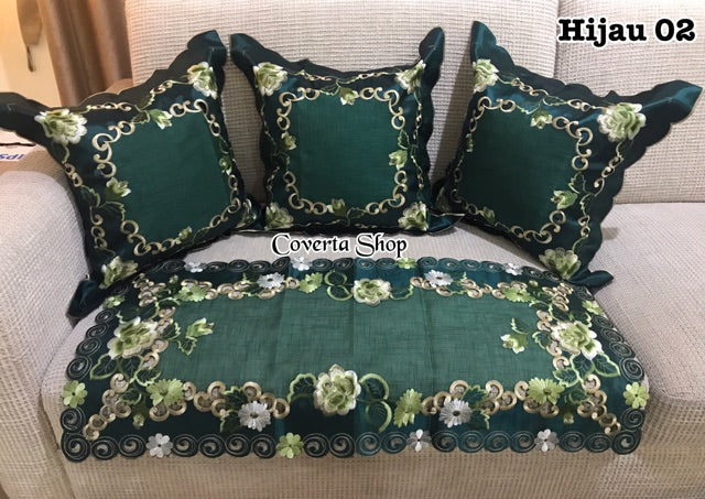Sarung Bantal Kursi Sofa Set - Bordir Bunga - 40x40cm