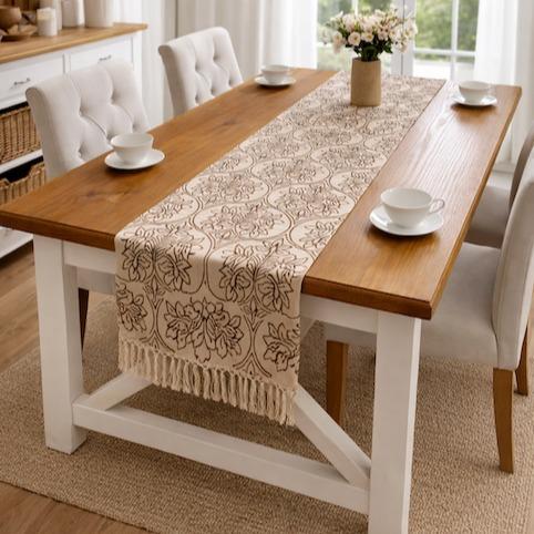 Table Runner Rumbai Tenun Heritage | Taplak Meja Panjang Elegan