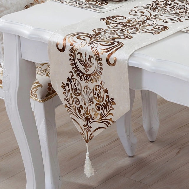 Table Runner / Bed Runner - Taplak Panjang - Luxury - Cream 33x250cm