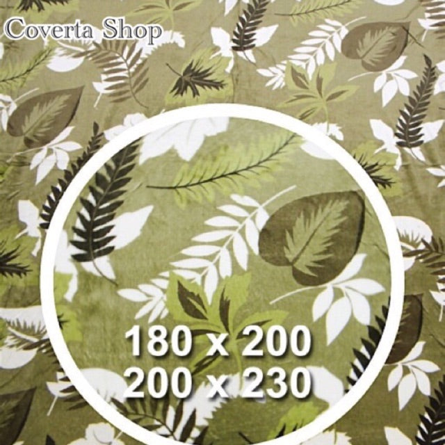 Selimut Dewasa Super Soft Motif Daun Hijau | Slimut Jumbo 200x230cm
