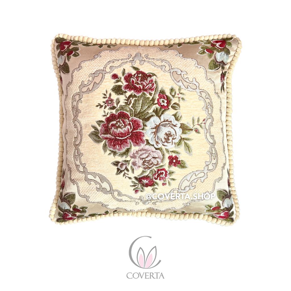 Sarung Bantal Sofa Belgian Floral Premium 45x45cm – Vintage Elegan Bahan Tebal dan Halus