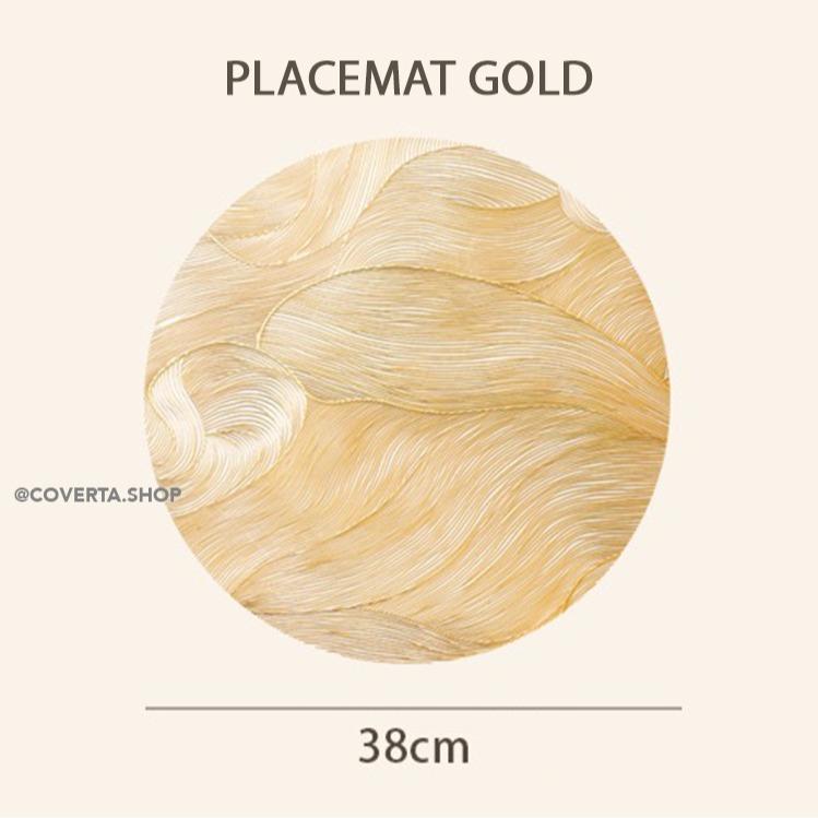 Table Runner Mika PVC Premium Motif Wave Silver Gold – Alas Meja Anti Air Waterproof