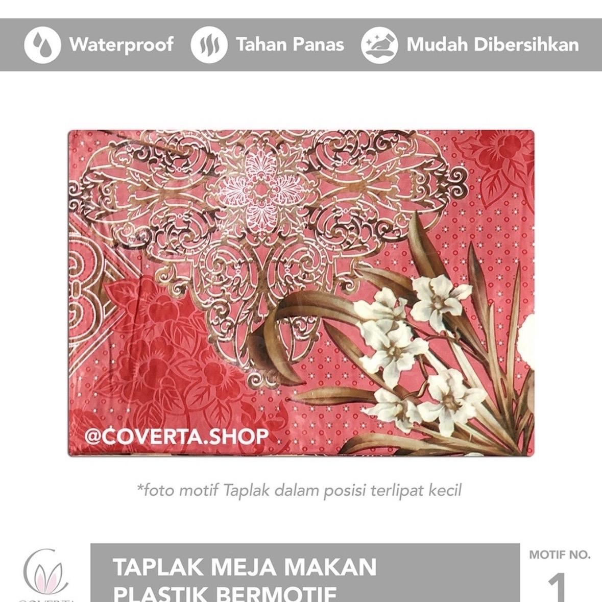 Taplak Meja Makan Plastik Anti Air Motif Bentuk Kotak / Segi