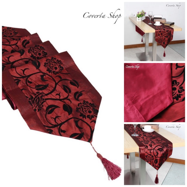 Table Runner Satin - Taplak Meja Panjang - Merah Maroon - 28x200cm