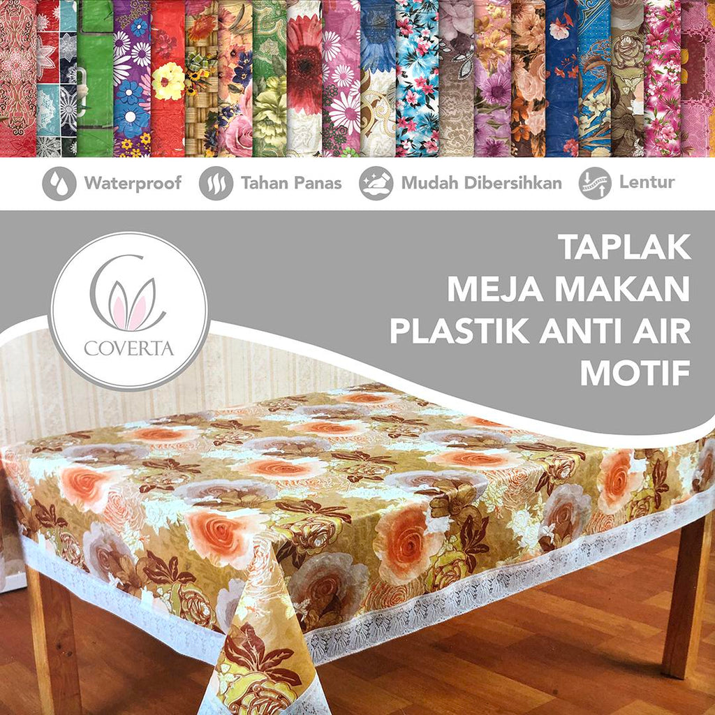 Taplak Meja Makan Motif Plastik Renda Segi 137x183cm