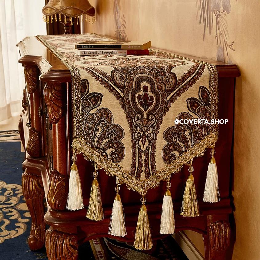 Table Runner Hurrem Premium Motif Klasik - Dekorasi Meja Panjang Elegan