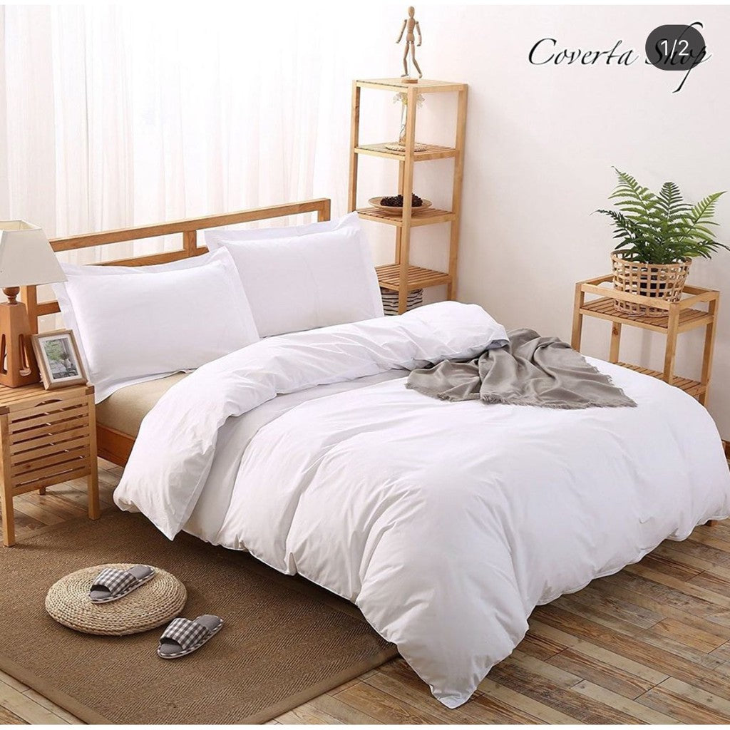 Sarung Duvet - Quilt Cover Putih Salur / Kotak / Pulir / Polos