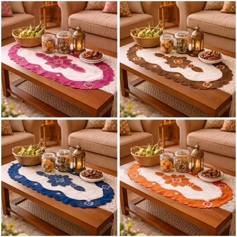 Taplak Meja Tamu Bordir 40x85cm (Kode B16-31 Oval)