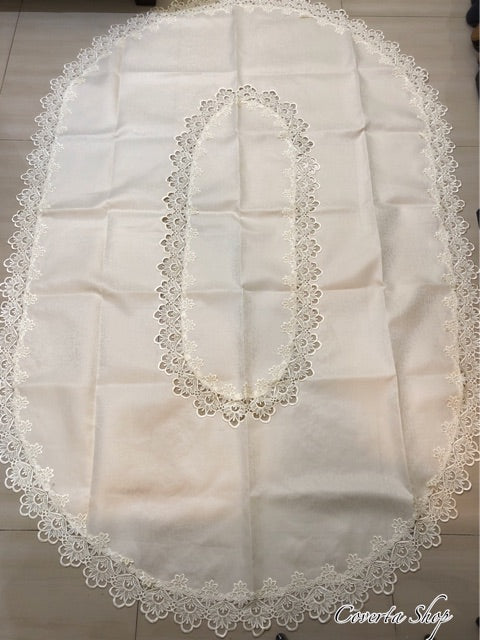 Taplak Meja Tamu Bordir Polos Oval 4-6 Kursi (130x180cm)